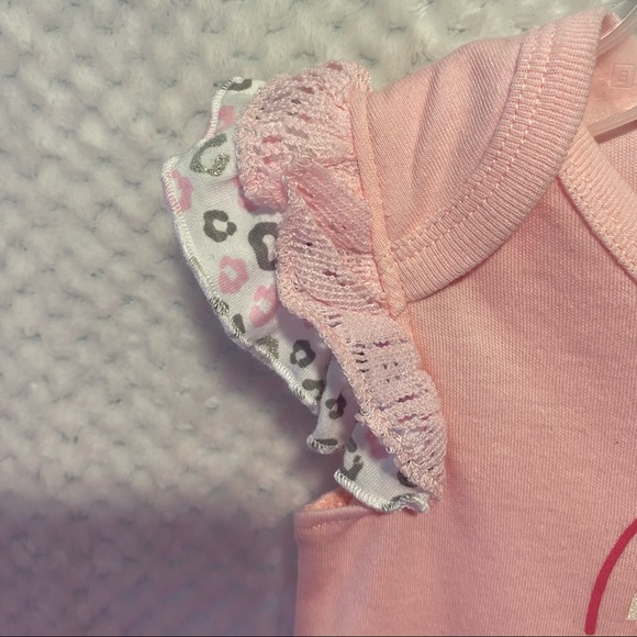 NWT Little Girls Matching Set, Onsie, Leggings, Tutu, Glitter Pink Leopard Spots - Picture 4 of 16